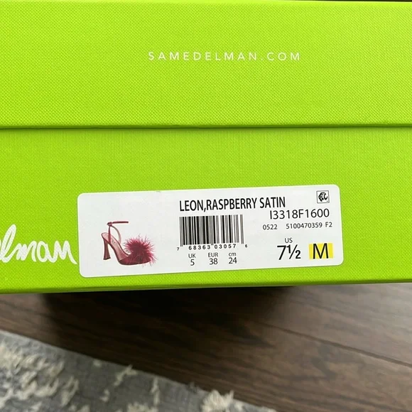 NIB Sam Edelman Leon feather healed sandals, raspberry satin size 7.5 - Picture 8 of 8